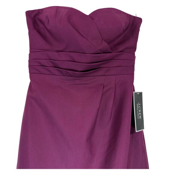 NWT J.Crew Strapless Purple Sheath Mini Dress Sz 6 Cotton Sweetheart Neckline - Picture 3 of 6